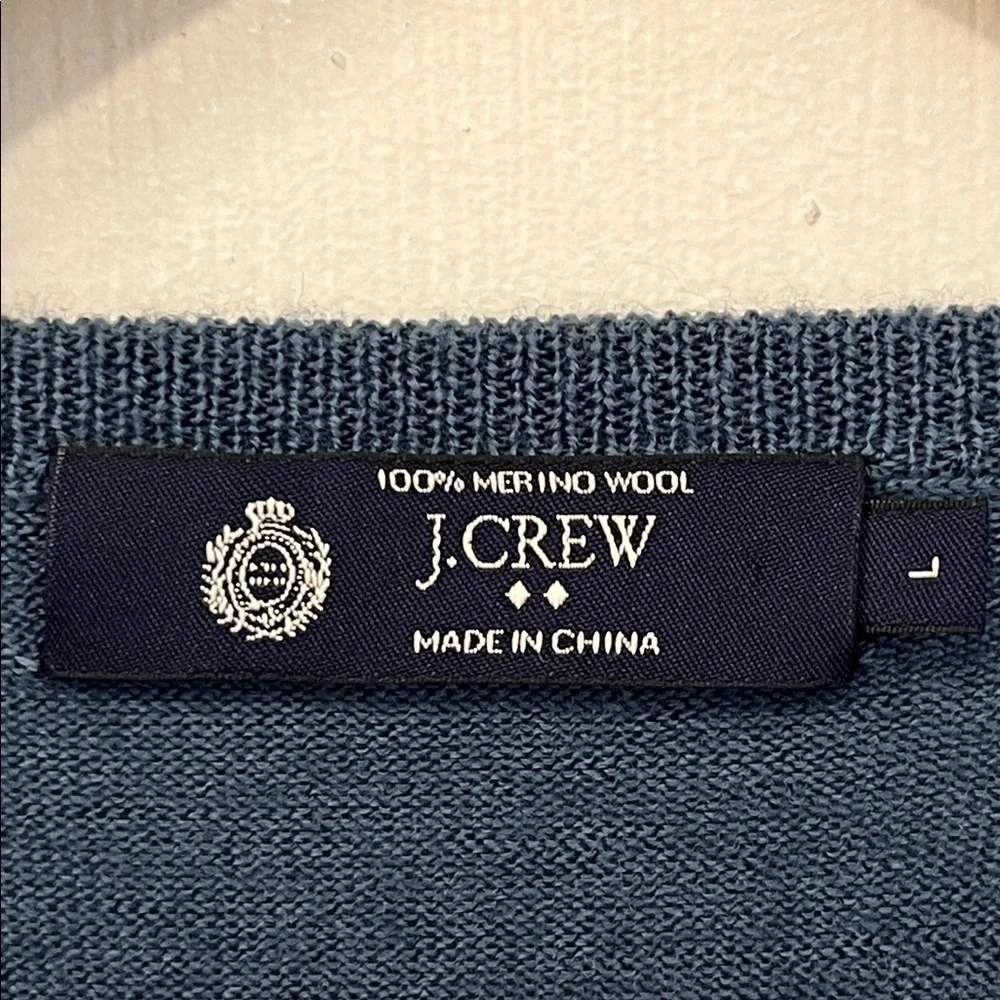J. Crew Pullover Knit Sweater Men's Size L 100% Merino Wool V-Neck Teal